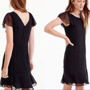 Silk Blend Swiss Dot Flutter Sleeve Dress NWT